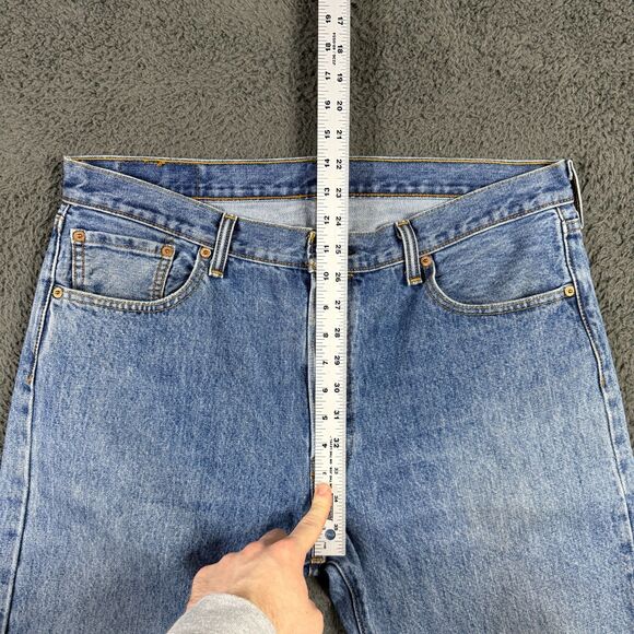 Levis 501 Jeans Mens 36x36 Blue Straight Fit Button Fly Light Wash Denim Pants - Picture 13 of 16